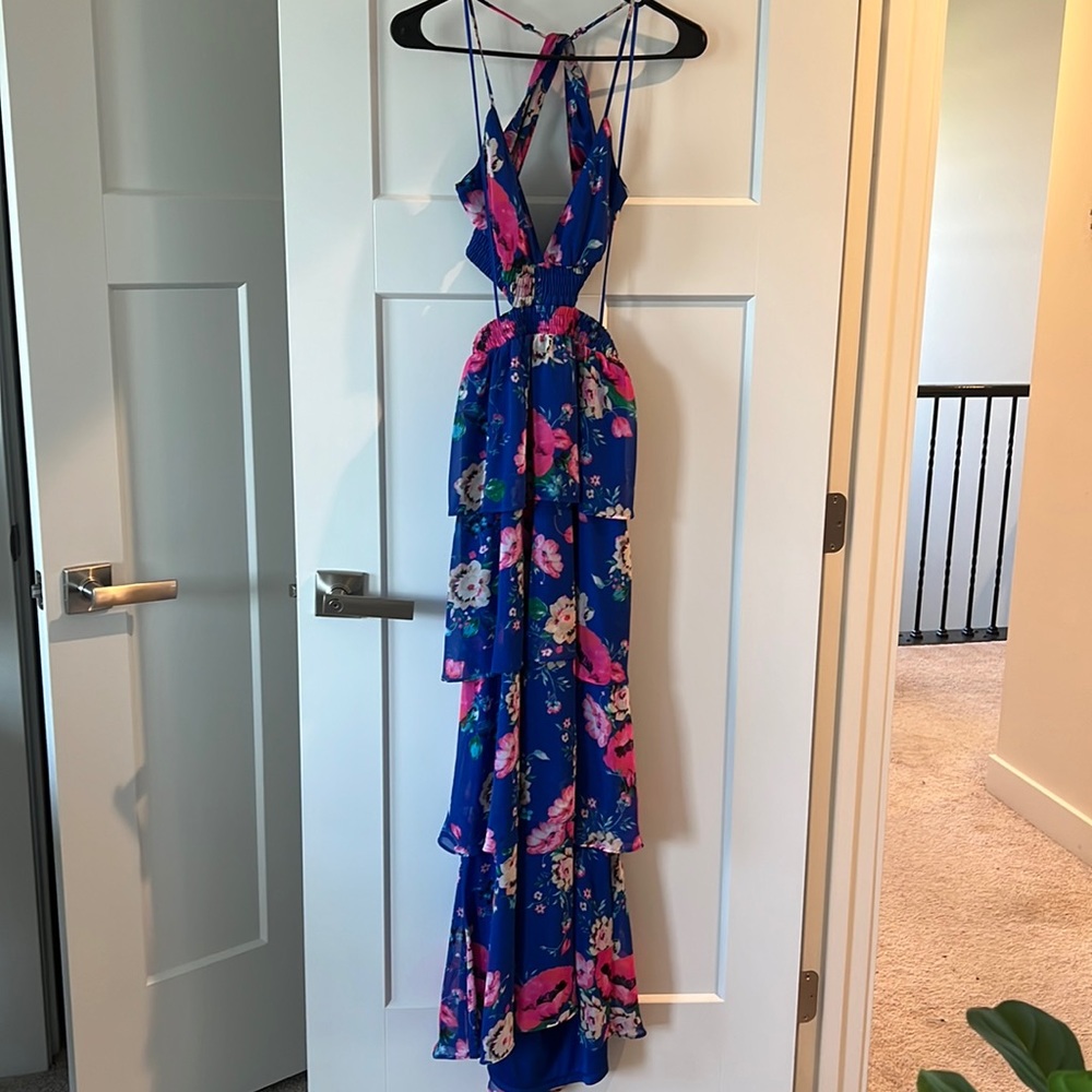 Express blue floral maxi dress. Size XXS. NWT.